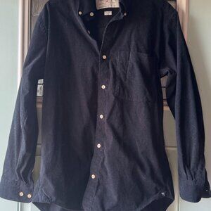Madeleine Finn Sporting Whites corduroy long sleeve button down shirt navy, clas